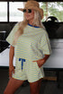 Stripe Drop Shoulder Boxy Terry Casual Short Set