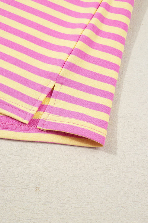 Stripe Drop Shoulder Boxy Terry Casual Short Set