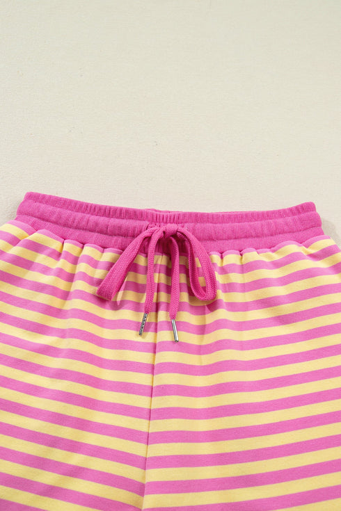 Stripe Drop Shoulder Boxy Terry Casual Short Set