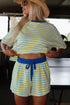Stripe Drop Shoulder Boxy Terry Casual Short Set