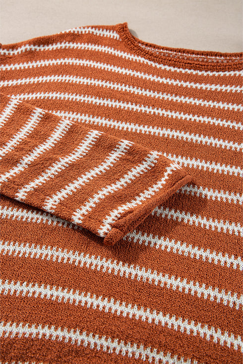 Stripe Drop Shoulder Casual Sweater