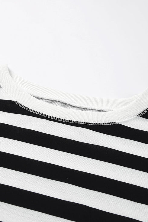 Stripe Drop Shoulder Striped Pullover Sweatshirt
