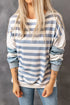 Stripe Drop Shoulder Striped Pullover Sweatshirt