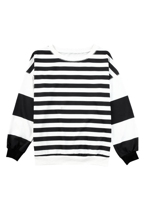 Stripe Drop Shoulder Striped Pullover Sweatshirt