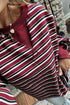 Stripe Dropped Shoulder Long Puff Sleeve Top