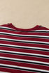 Stripe Dropped Shoulder Long Puff Sleeve Top