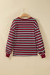 Stripe Dropped Shoulder Long Puff Sleeve Top