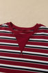Stripe Dropped Shoulder Long Puff Sleeve Top