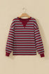 Stripe Dropped Shoulder Long Puff Sleeve Top