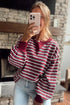Stripe Dropped Shoulder Long Puff Sleeve Top