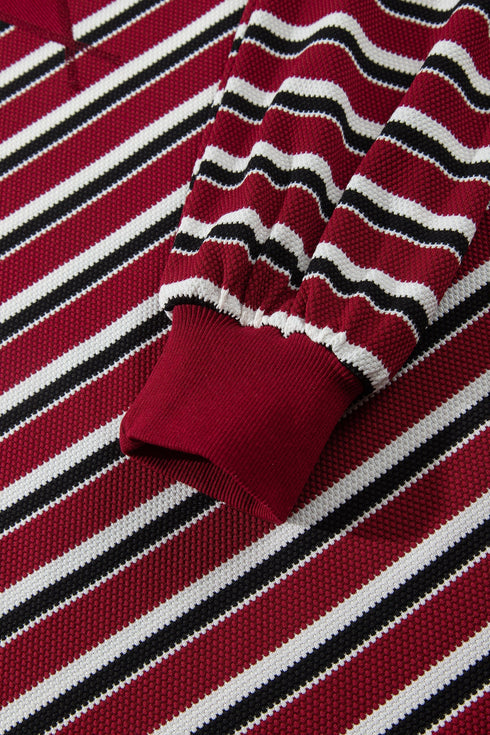 Stripe Dropped Shoulder Long Puff Sleeve Top