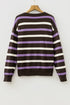 Stripe Embroidered Detail Drop Shoulder Pullover Sweater