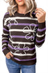 Stripe Embroidered Detail Drop Shoulder Pullover Sweater