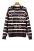 Stripe Embroidered Detail Drop Shoulder Pullover Sweater