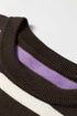Stripe Embroidered Detail Drop Shoulder Pullover Sweater