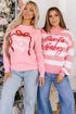 Stripe Embroidered Slogan Drop Shoulder Pullover Sweater
