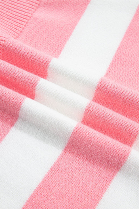 Stripe Embroidered Slogan Drop Shoulder Pullover Sweater