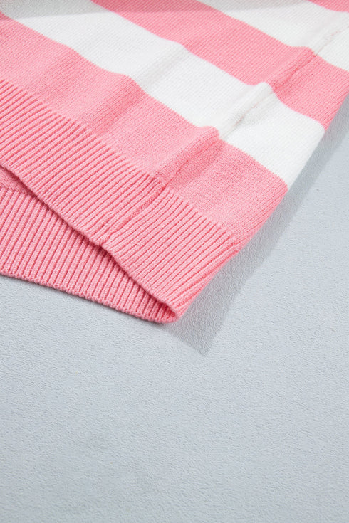 Stripe Embroidered Slogan Drop Shoulder Pullover Sweater