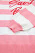 Stripe Embroidered Slogan Drop Shoulder Pullover Sweater