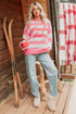 Stripe Embroidered Slogan Drop Shoulder Pullover Sweater