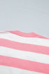Stripe Embroidered Slogan Drop Shoulder Pullover Sweater