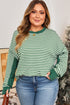 Stripe Exposed Seam Patchwork Ribbed Long Sleeve Top