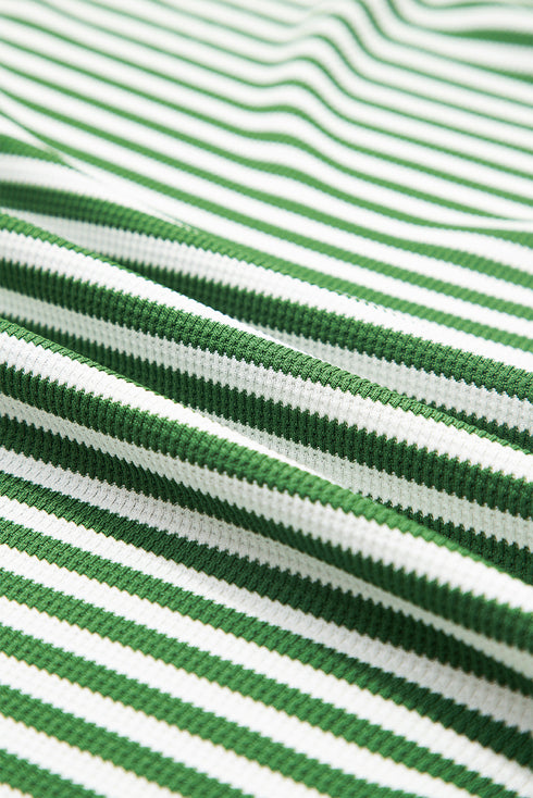 Stripe Exposed Seam Patchwork Ribbed Long Sleeve Top