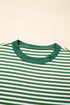 Stripe Exposed Seam Patchwork Ribbed Long Sleeve Top