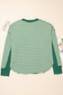 Stripe Exposed Seam Patchwork Ribbed Long Sleeve Top