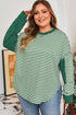 Stripe Exposed Seam Patchwork Ribbed Long Sleeve Top