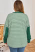 Stripe Exposed Seam Patchwork Ribbed Long Sleeve Top