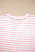 Stripe Exposed Seam Patchwork V Neck Tee