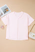 Stripe Exposed Seam Patchwork V Neck Tee