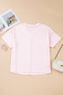 Stripe Exposed Seam Patchwork V Neck Tee