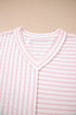 Stripe Exposed Seam Patchwork V Neck Tee