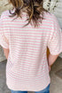 Stripe Exposed Seam Patchwork V Neck Tee