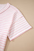 Stripe Exposed Seam Patchwork V Neck Tee
