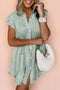 Stripe Frilled Sleeveless Collar Front Pocket Button Up Mini Dress