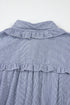 Stripe Frilled Sleeveless Collar Front Pocket Button Up Mini Dress