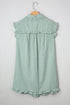 Stripe Frilled Sleeveless Collar Front Pocket Button Up Mini Dress