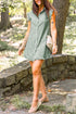 Stripe Frilled Sleeveless Collar Front Pocket Button Up Mini Dress