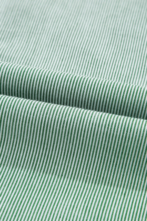Stripe Frilled Sleeveless Collar Front Pocket Button Up Mini Dress