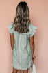 Stripe Frilled Sleeveless Collar Front Pocket Button Up Mini Dress
