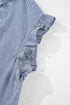 Stripe Frilled Sleeveless Collar Front Pocket Button Up Mini Dress