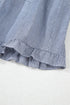 Stripe Frilled Sleeveless Collar Front Pocket Button Up Mini Dress