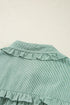 Stripe Frilled Sleeveless Collar Front Pocket Button Up Mini Dress