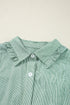 Stripe Frilled Sleeveless Collar Front Pocket Button Up Mini Dress