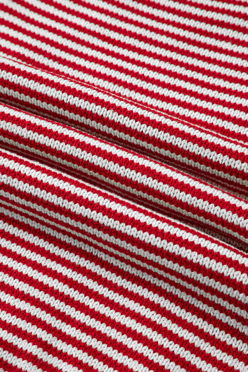 Stripe Geometric Textured Drop Shoulder Sweater