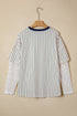 Stripe Graphic Lace Patchwork Faux Layered V Neck Top