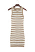 Stripe Hollowed Knit Sleeveless Sweater Dress